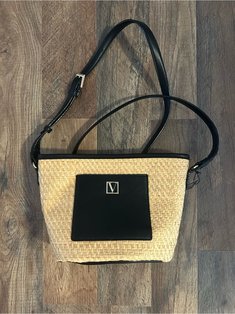 Victoria Secret Secret Lemon Straw Drawstring Straw Crossbody Bucket Bag